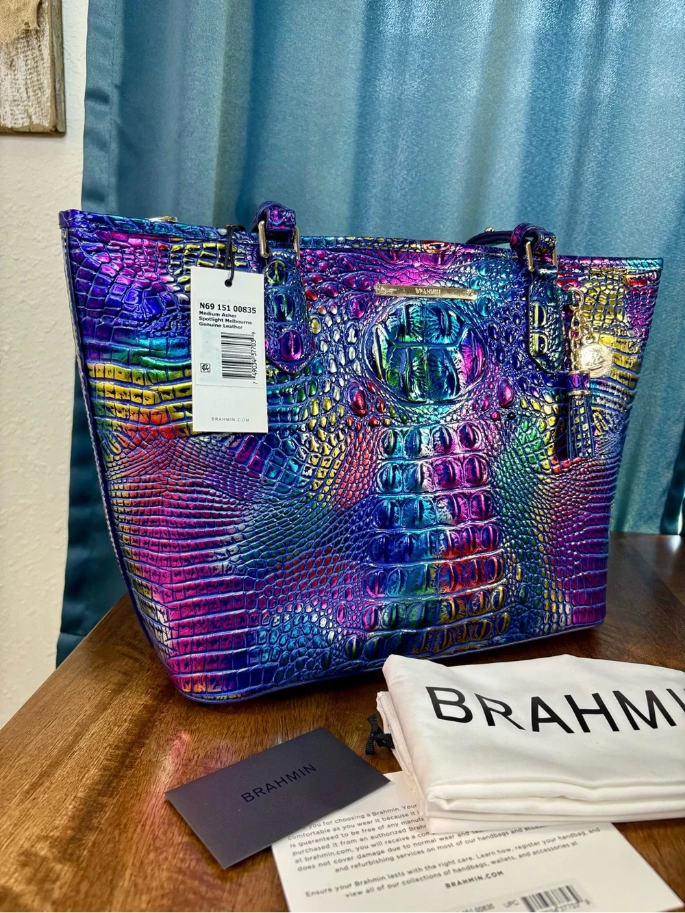Brahmin NWT Md Asher - Spotlight - Metallic Rainbow - Front EYE - Rare, HTF